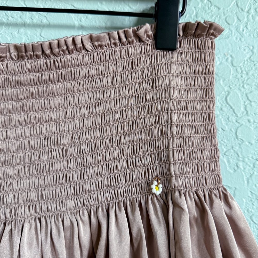 Natural Life•Khaki Satin Shorts•Smocked Waist•Size L/XL - Picture 2 of 5